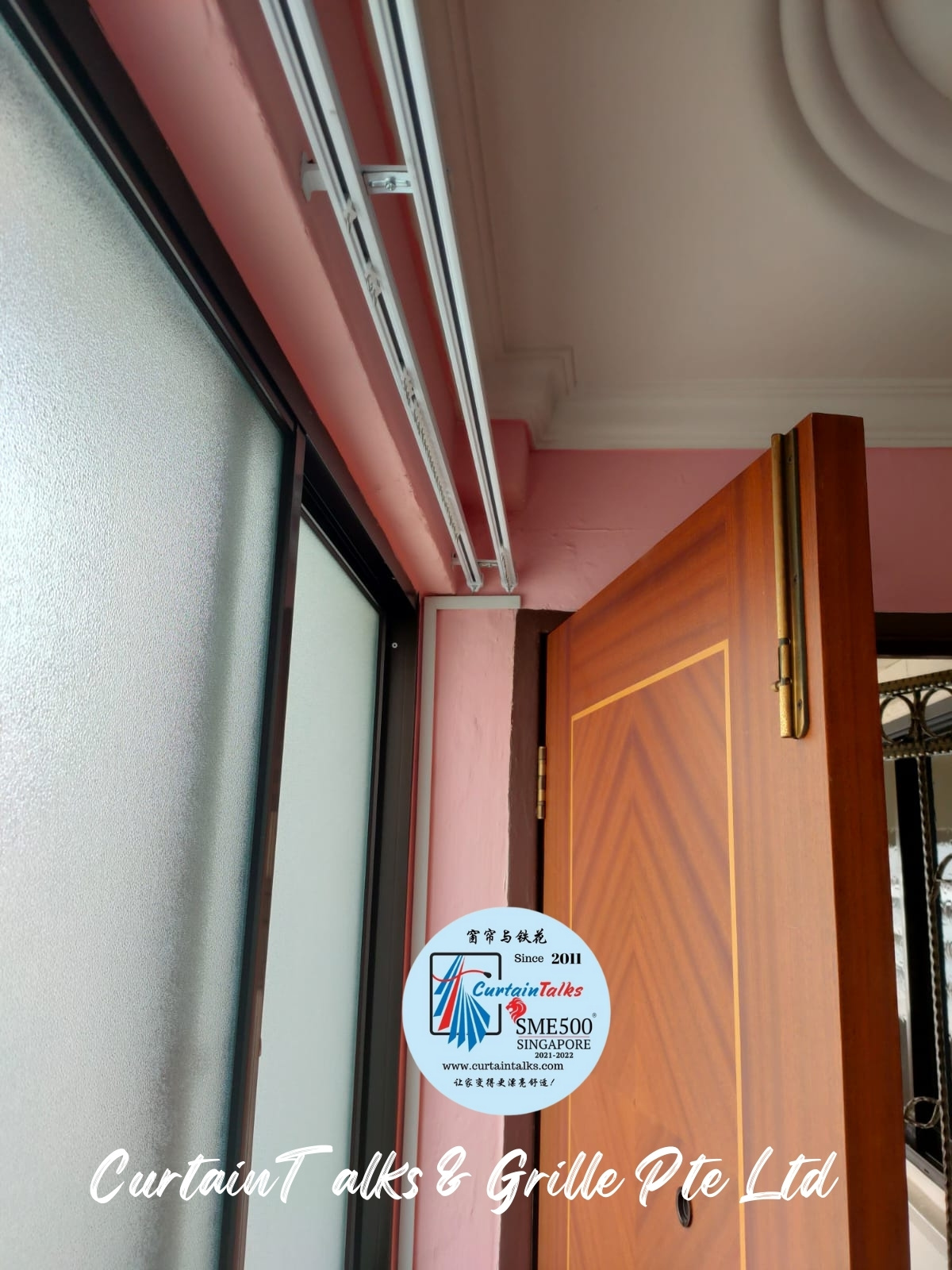 This is a Picture of Double wall mounted curtain track installed at Tampines HDB Flat